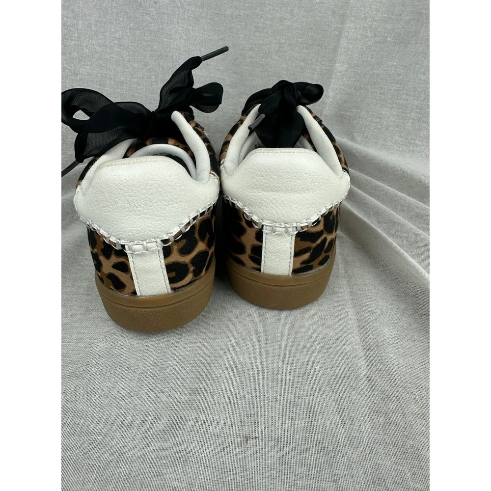 Universal Thread‎ Leopard Print Ribbon Lace Sneakers Brown White Womens 6.5